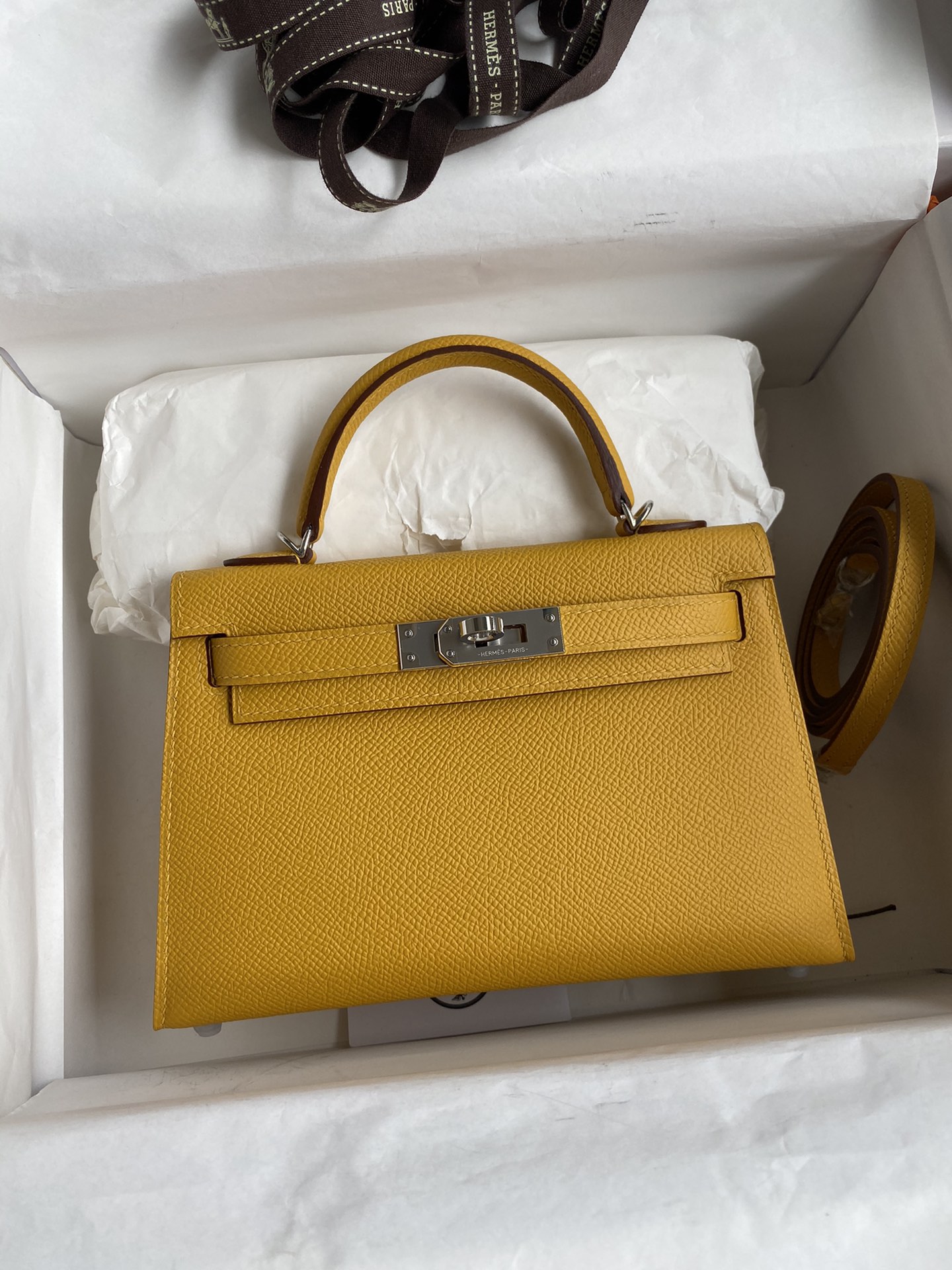 Hermes Kelly Mini II Bag 19CM In Yellow Amber Epsom Leather